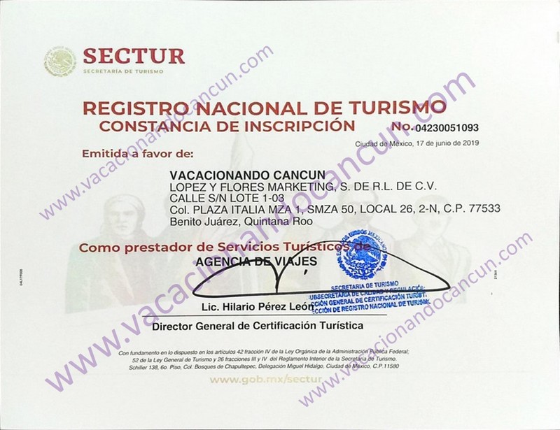 Registro Nacional de Turismo Sectur